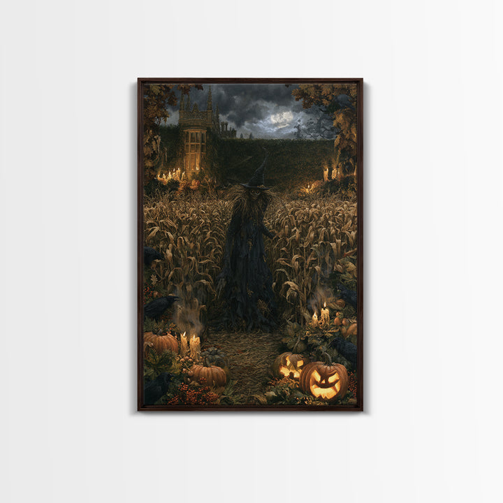 The Cornfield Crawler, Victorian Gothic Art, Vertical Wall Art, Framed Canvas Print, Gothic Wall Decor, Halloween Portrait Art