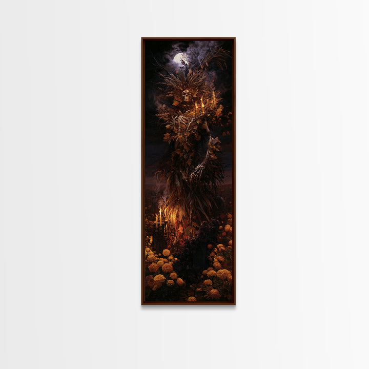 The Harvest Demon, Macabre Victorian Decor, Tall Narrow Wall Art, Canvas Print, Gothic Wall Decor, Halloween Portrait Art, Gothic Home Decor
