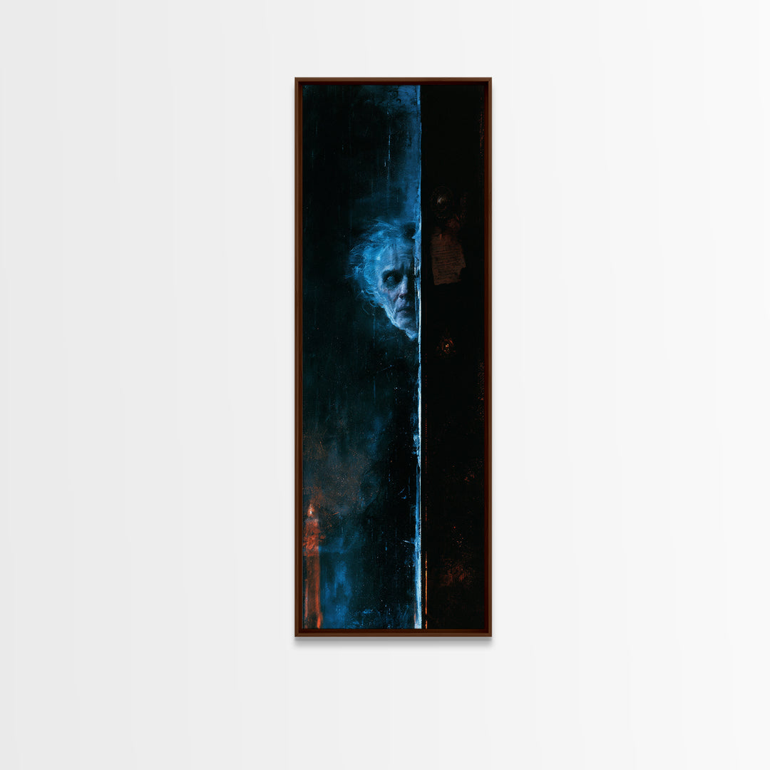 The Lake Phantom, Dark Academia Wall Art, Tall Narrow Wall Art, Framed Canvas Print, Gothic Wall Decor, Halloween Portrait Art