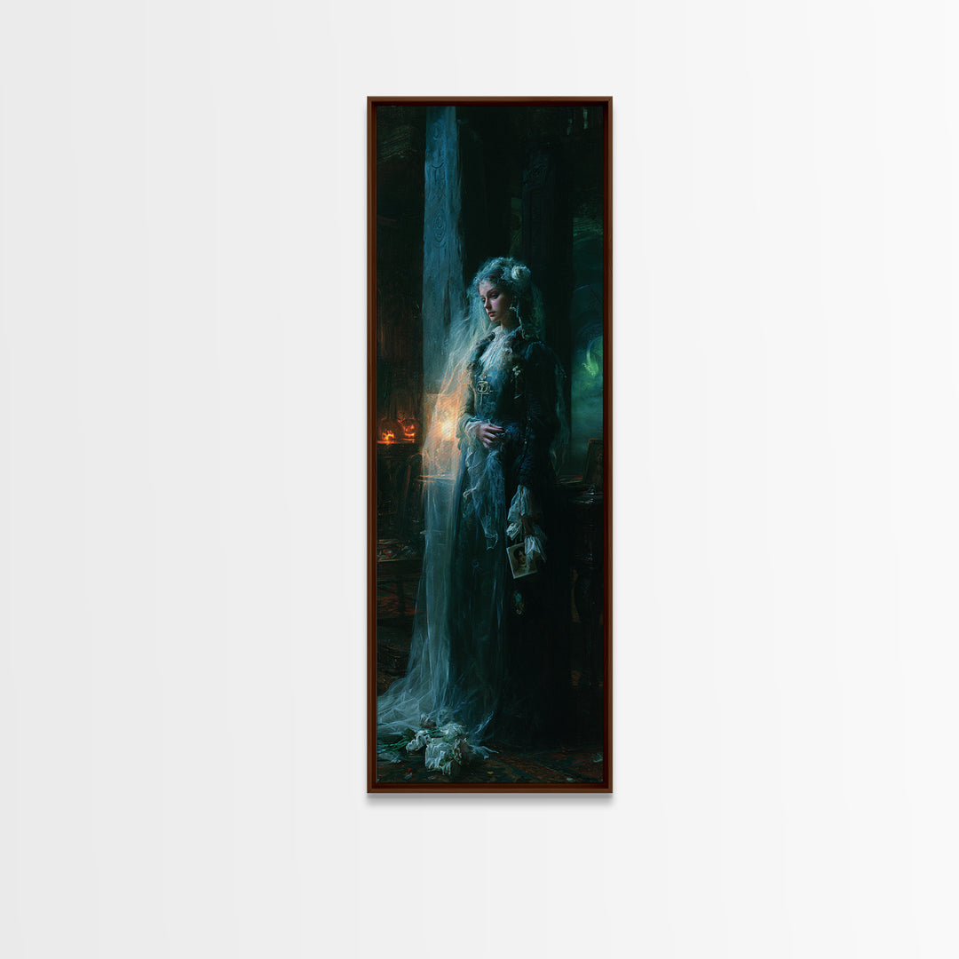 The Stone-Circle Spirit, Antique Gothic Portrait, Tall Narrow Wall Art, Canvas Print, Gothic Wall Decor, Halloween Portrait Art