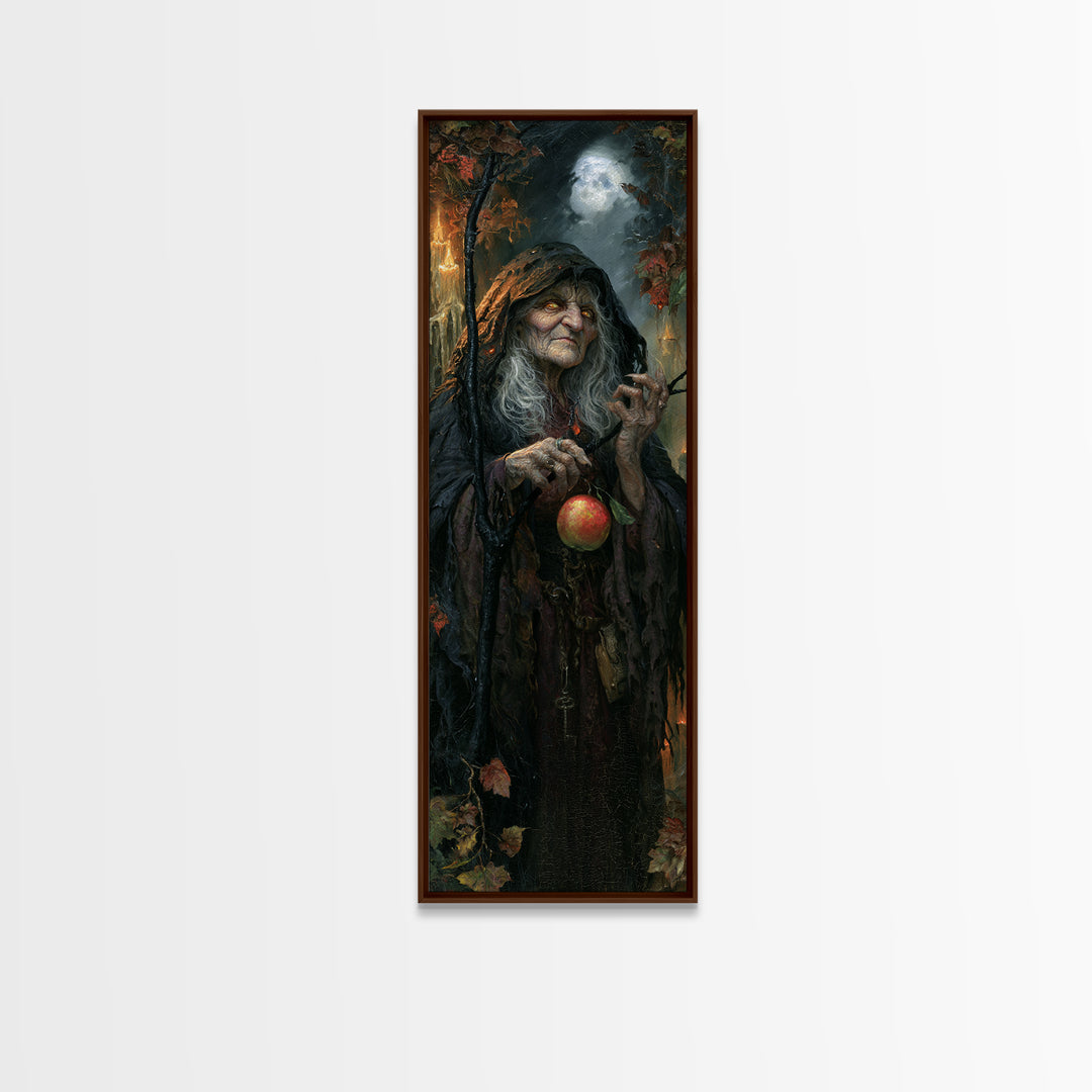 The Orchard Hag, Macabre Victorian Decor, Tall Narrow Wall Art, Canvas Print, Gothic Wall Decor, Halloween Portrait Art, Halloween Wall Art