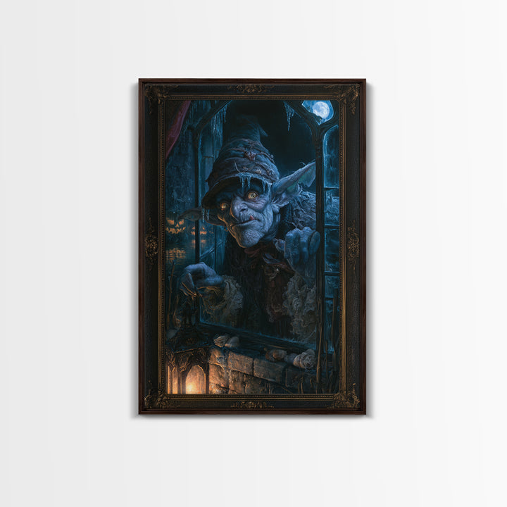 The Frost Goblin, Macabre Victorian Decor, Vertical Wall Art, Framed Canvas Print, Gothic Wall Decor, Halloween Portrait Art
