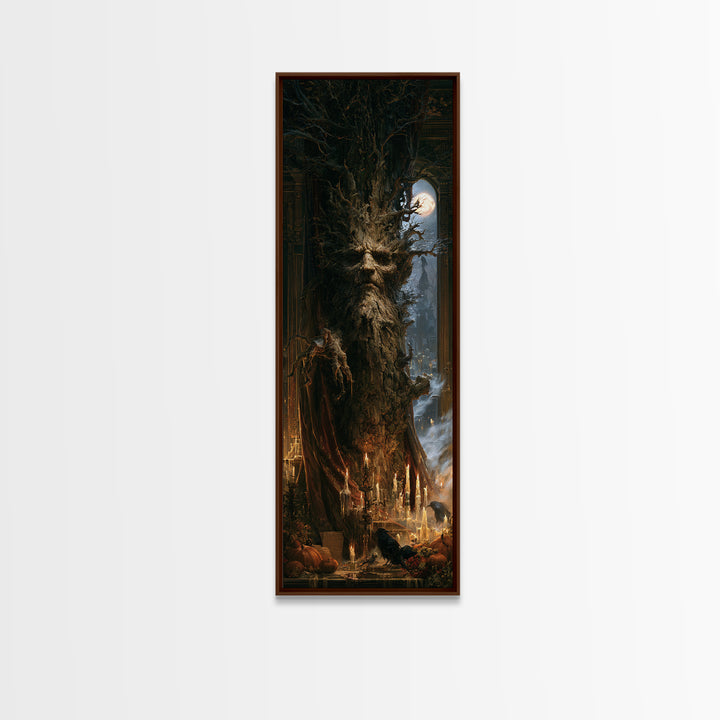 The Hollow-Tree Monster, Victorian Horror Portrait, Tall Narrow Wall Art, Canvas Print, Gothic Wall Decor, Halloween Portrait Art