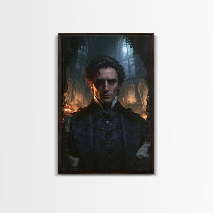 The Forgotten Crypt, Antique Gothic Portrait, Vertical Wall Art, Canvas Print, Gothic Wall Decor, Halloween Portrait Art, Statement Wall Art