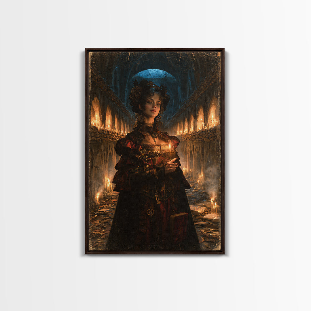 The Endless Catacombs, Victorian Gothic Art, Vertical Wall Art, Canvas Print, Gothic Wall Decor, Halloween Portrait Art, Dark Fantasy Art