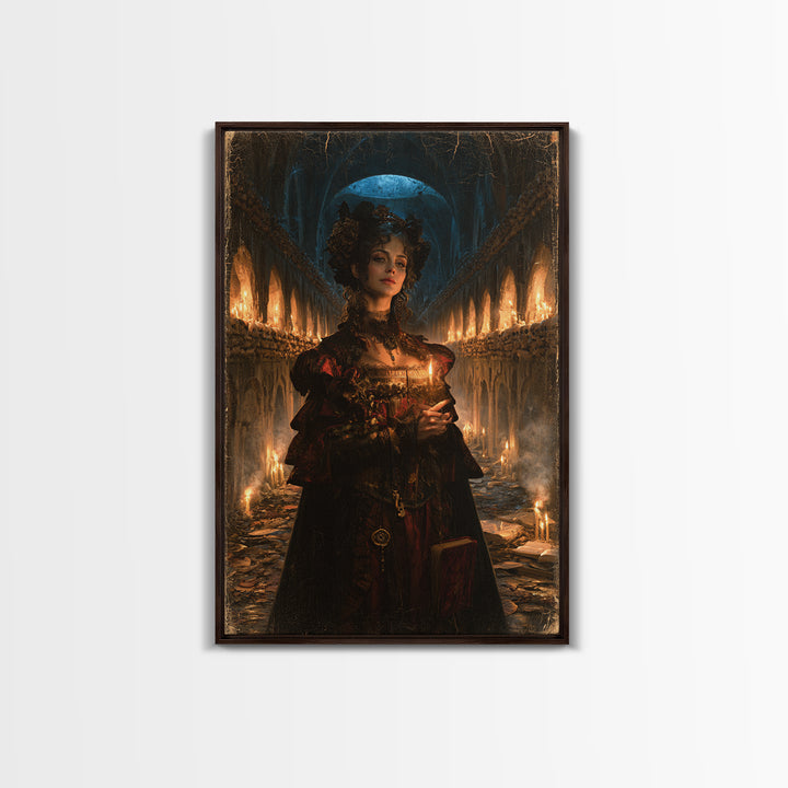 The Endless Catacombs, Victorian Gothic Art, Vertical Wall Art, Canvas Print, Gothic Wall Decor, Halloween Portrait Art, Dark Fantasy Art