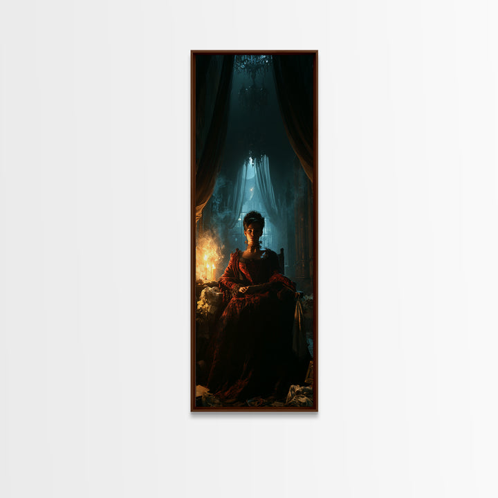 The Haunted Hotel, Macabre Victorian Decor, Tall Narrow Wall Art, Framed Canvas Print, Gothic Wall Decor, Halloween Portrait Art