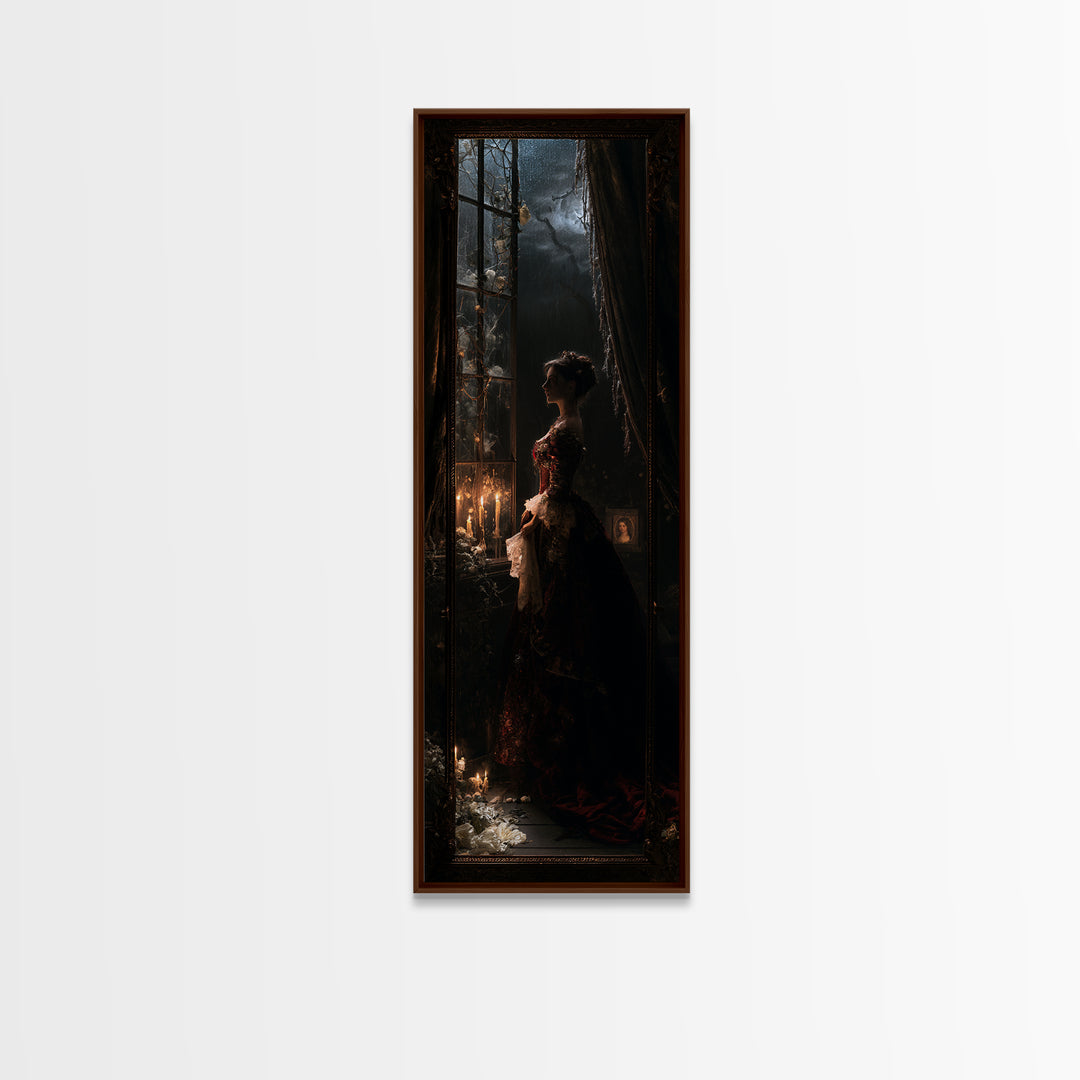 The Cemetery Greenhouse, Antique Gothic Portrait, Tall Narrow Wall Art, Canvas Print, Gothic Wall Decor, Halloween Portrait Art