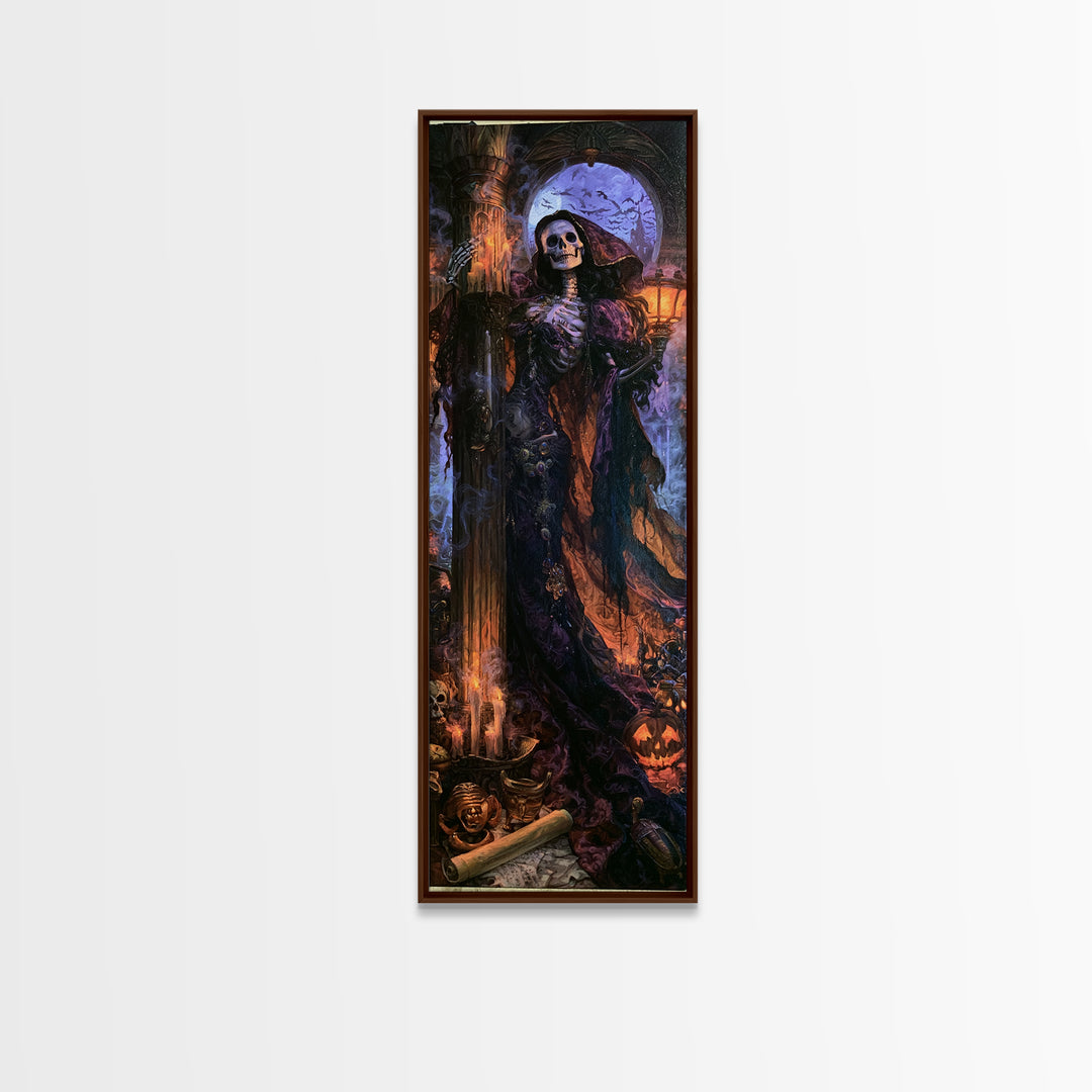 The Graveyard Dance, Macabre Victorian Decor, Tall Narrow Wall Art, Canvas Print, Gothic Wall Decor, Halloween Portrait Art