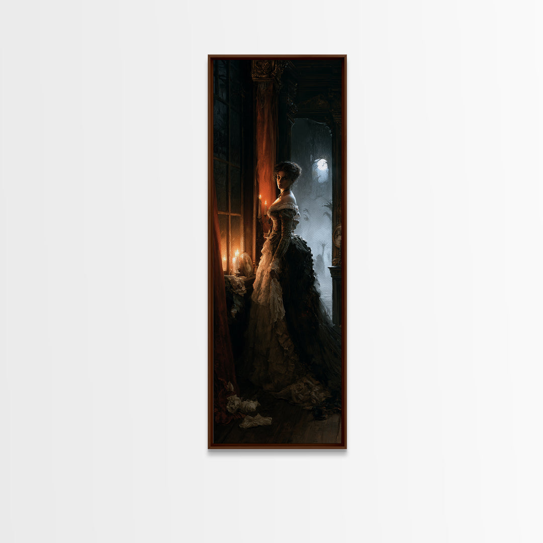 The Haunted Hayride, Macabre Victorian Decor, Tall Narrow Wall Art, Canvas Print, Gothic Wall Decor, Halloween Portrait Art