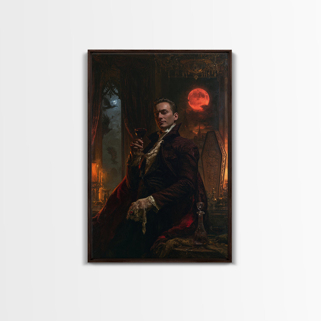 The Vampire Banquet, Antique Gothic Portrait, Vertical Wall Art, Canvas Print, Gothic Wall Decor, Halloween Portrait Art, Gothic Home Decor