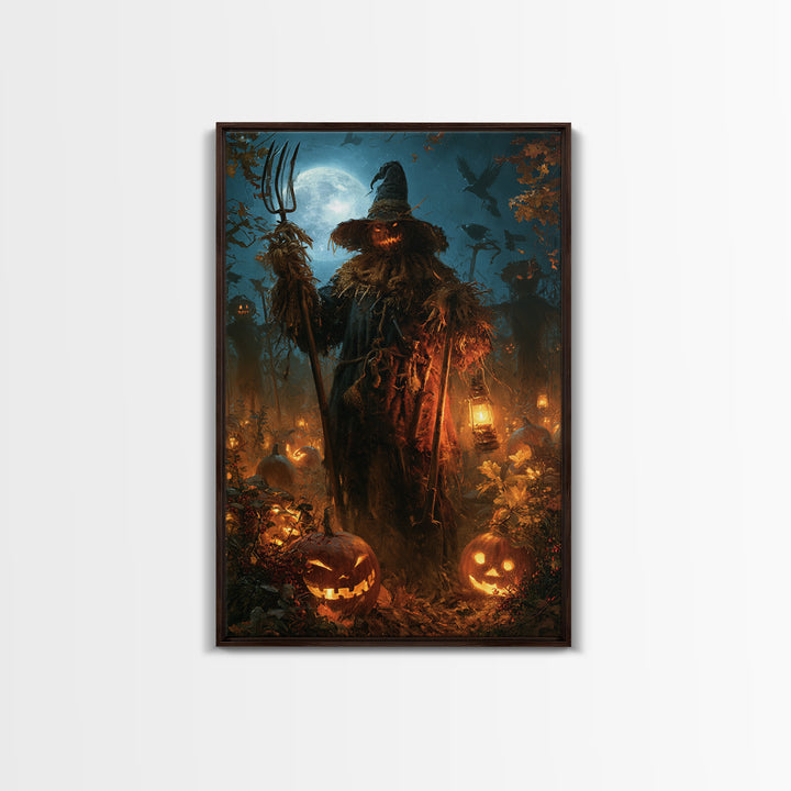 The Scarecrow Uprising, Macabre Victorian Decor, Vertical Wall Art, Framed Canvas Print, Gothic Wall Decor, Halloween Portrait Art