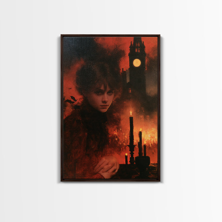 The Thirteenth Bell, Victorian Horror Portrait, Vertical Wall Art, Canvas Print, Gothic Wall Decor, Halloween Portrait Art, Macabre Wall Art