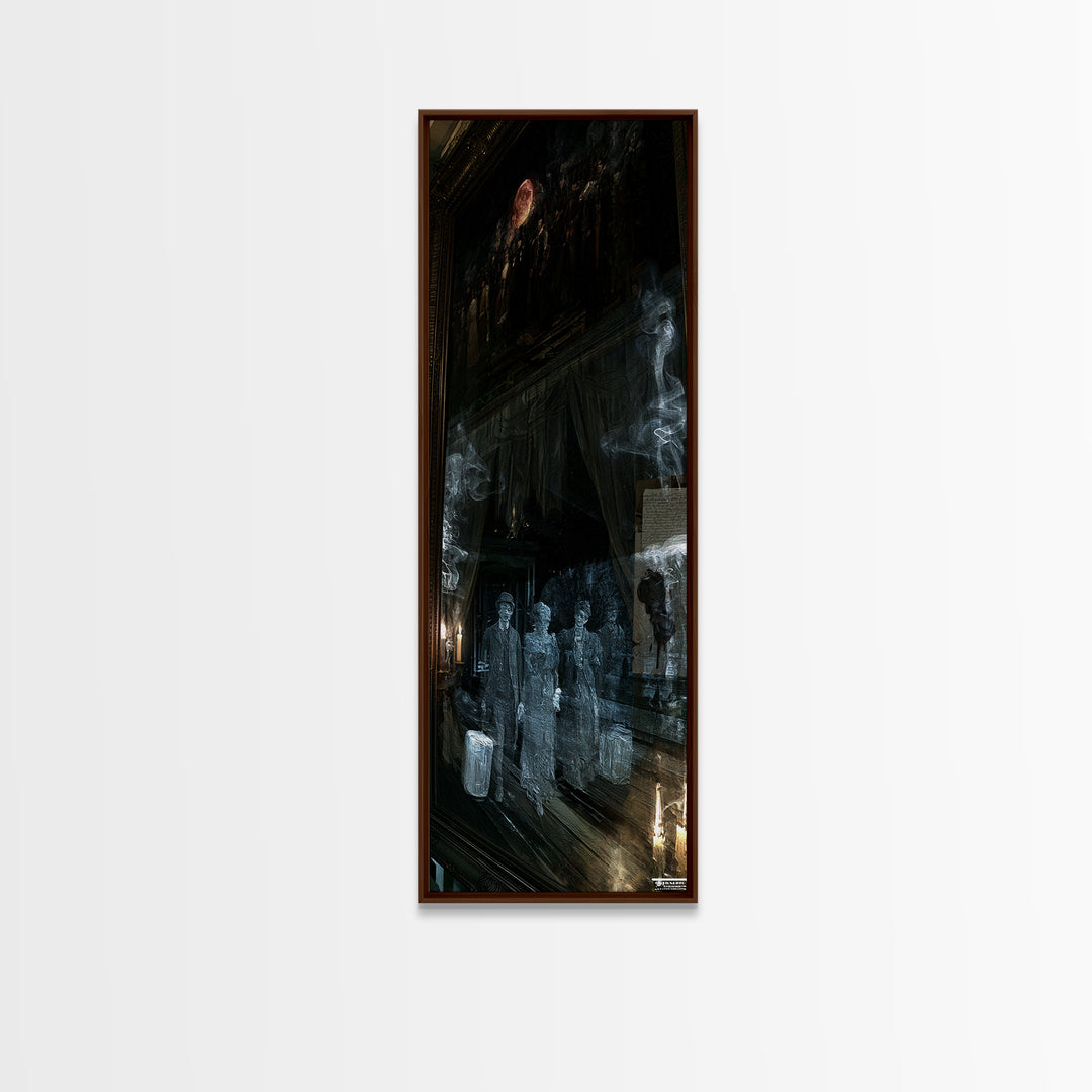 The Ghost Train Arrival, Victorian Gothic Art, Tall Narrow Wall Art, Framed Canvas Print, Gothic Wall Decor, Halloween Portrait Art