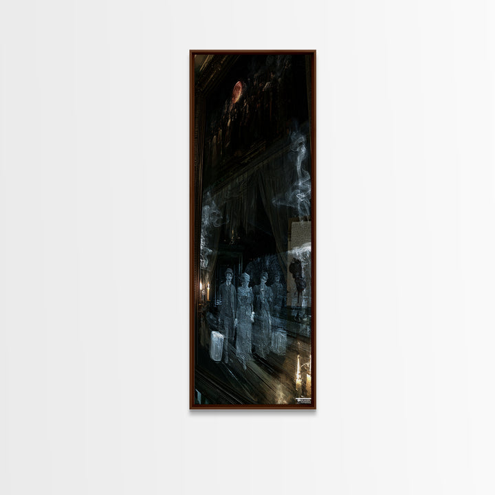 The Ghost Train Arrival, Victorian Gothic Art, Tall Narrow Wall Art, Framed Canvas Print, Gothic Wall Decor, Halloween Portrait Art