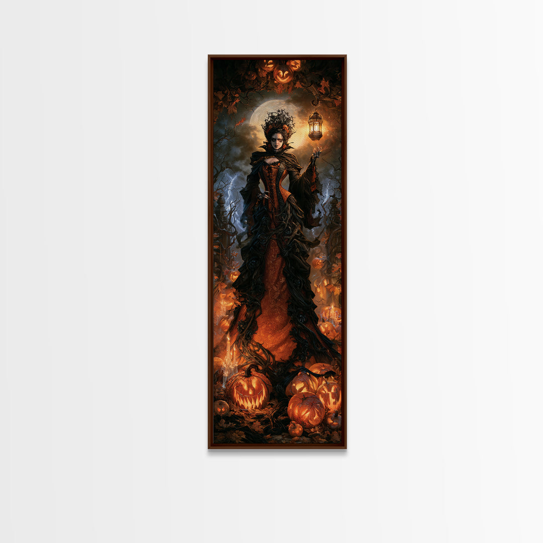 The First Frost Awakening, Victorian Gothic Art, Tall Narrow Wall Art, Framed Canvas Print, Gothic Wall Decor, Halloween Portrait Art