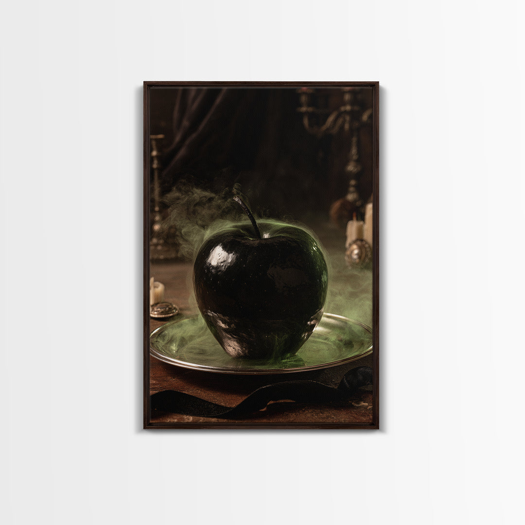 The Poisoned Apple, Antique Gothic Portrait, Vertical Wall Art, Canvas Print, Gothic Wall Decor, Halloween Portrait Art