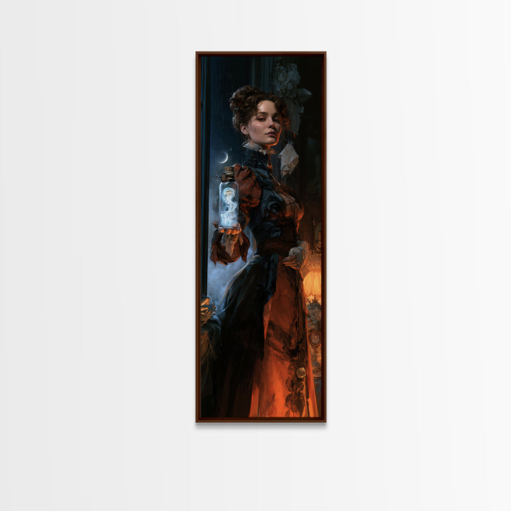 The Bottled Ghost, Victorian Gothic Art, Tall Narrow Wall Art, Canvas Print, Gothic Wall Decor, Halloween Portrait Art, Statement Wall Art