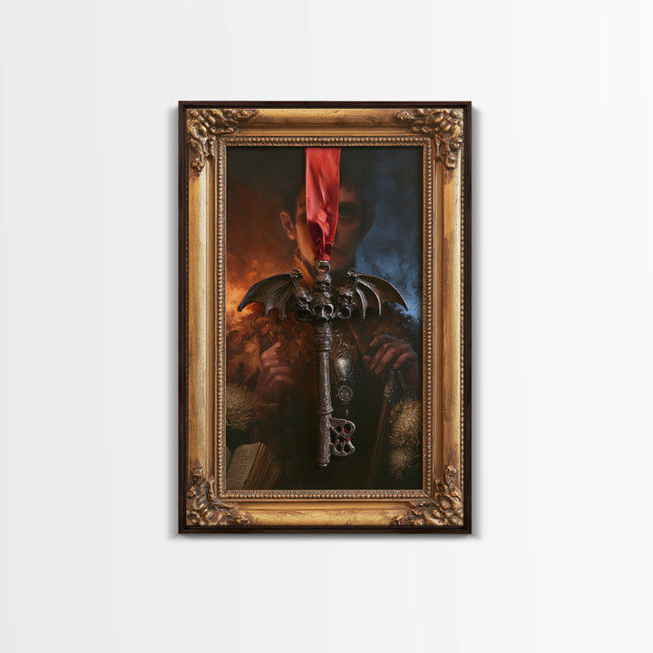 The Coffin Key, Macabre Victorian Decor, Vertical Wall Art, Canvas Print, Gothic Wall Decor, Halloween Portrait Art, Halloween Decor