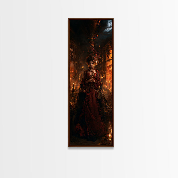 The Witch'S Broom, Victorian Gothic Art, Tall Narrow Wall Art, Canvas Print, Gothic Wall Decor, Halloween Portrait Art, Halloween Wall Art