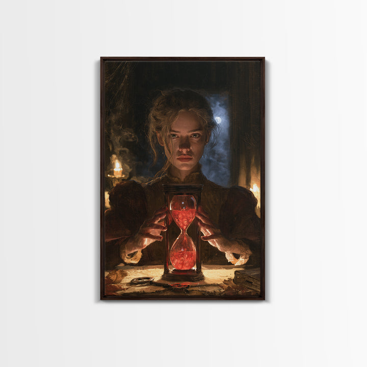 The Crimson Hourglass, Macabre Victorian Decor, Vertical Wall Art, Canvas Print, Gothic Wall Decor, Halloween Portrait Art, Dark Fantasy Art