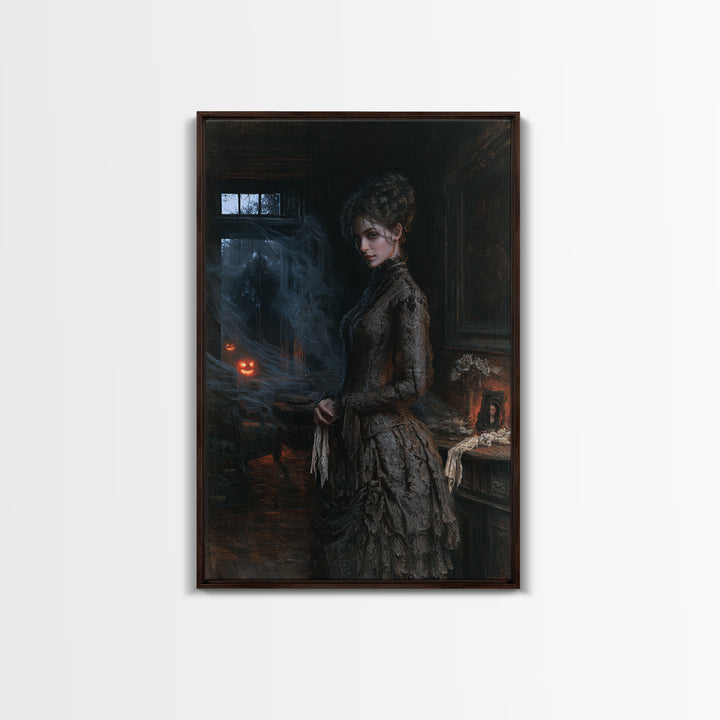The Haunted Portrait, Antique Gothic Portrait, Vertical Wall Art, Canvas Print, Gothic Wall Decor, Halloween Portrait Art