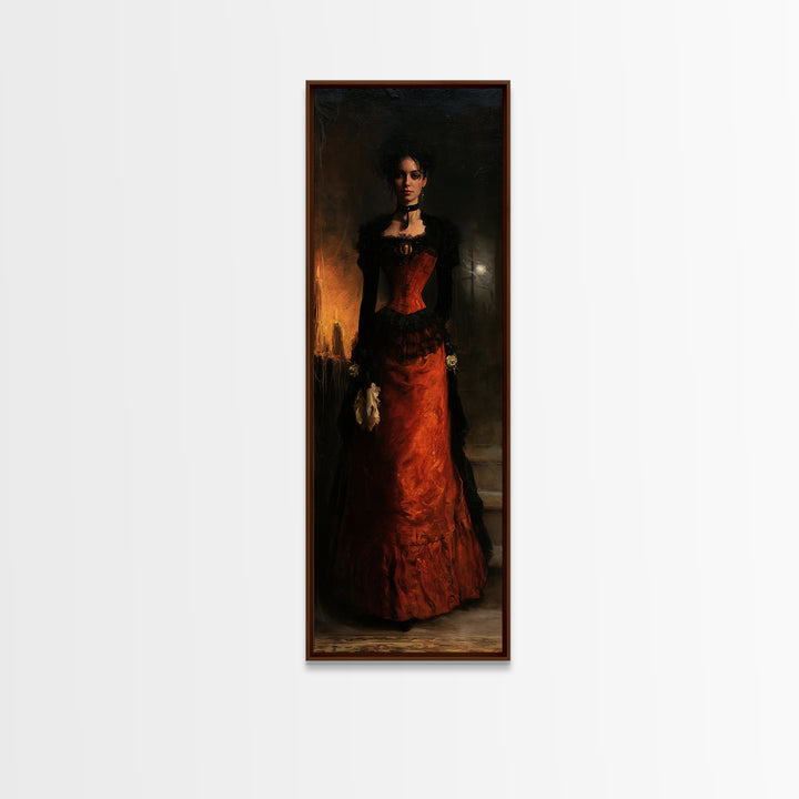 The Haunted Portrait, Victorian Gothic Art, Tall Narrow Wall Art, Canvas Print, Gothic Wall Decor, Halloween Portrait Art