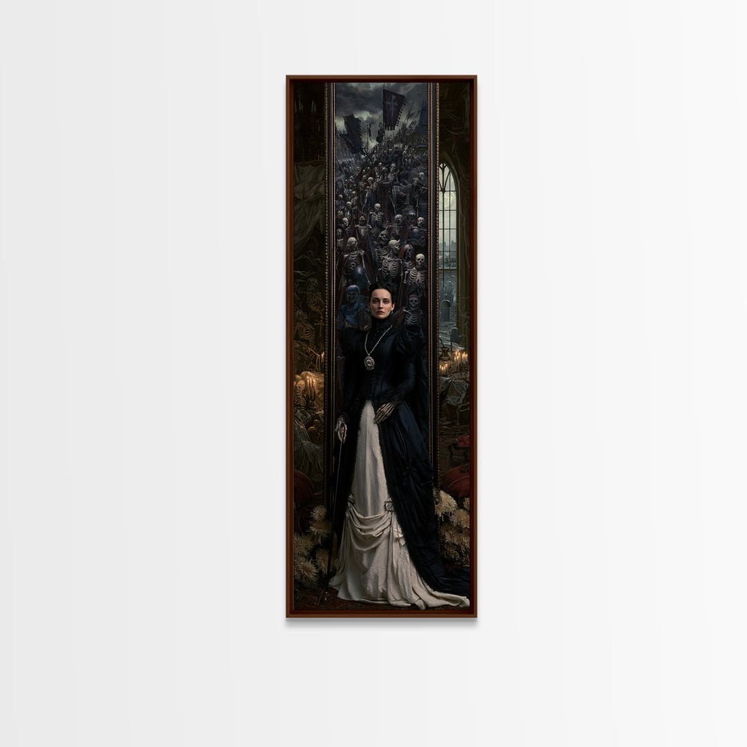 Medieval Danse Macabre, Macabre Victorian Decor, Tall Narrow Wall Art, Canvas Print, Gothic Wall Decor, Halloween Portrait Art