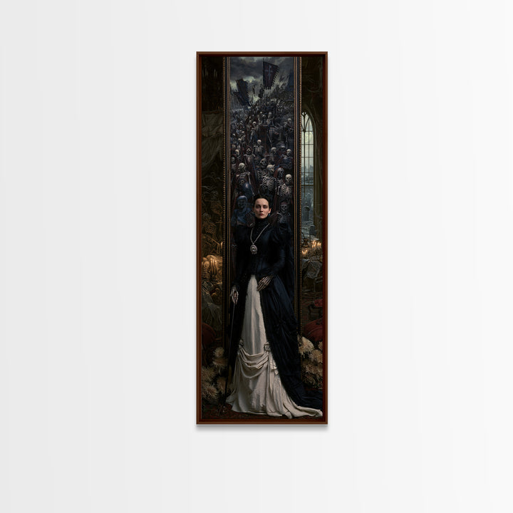Medieval Danse Macabre, Macabre Victorian Decor, Tall Narrow Wall Art, Canvas Print, Gothic Wall Decor, Halloween Portrait Art