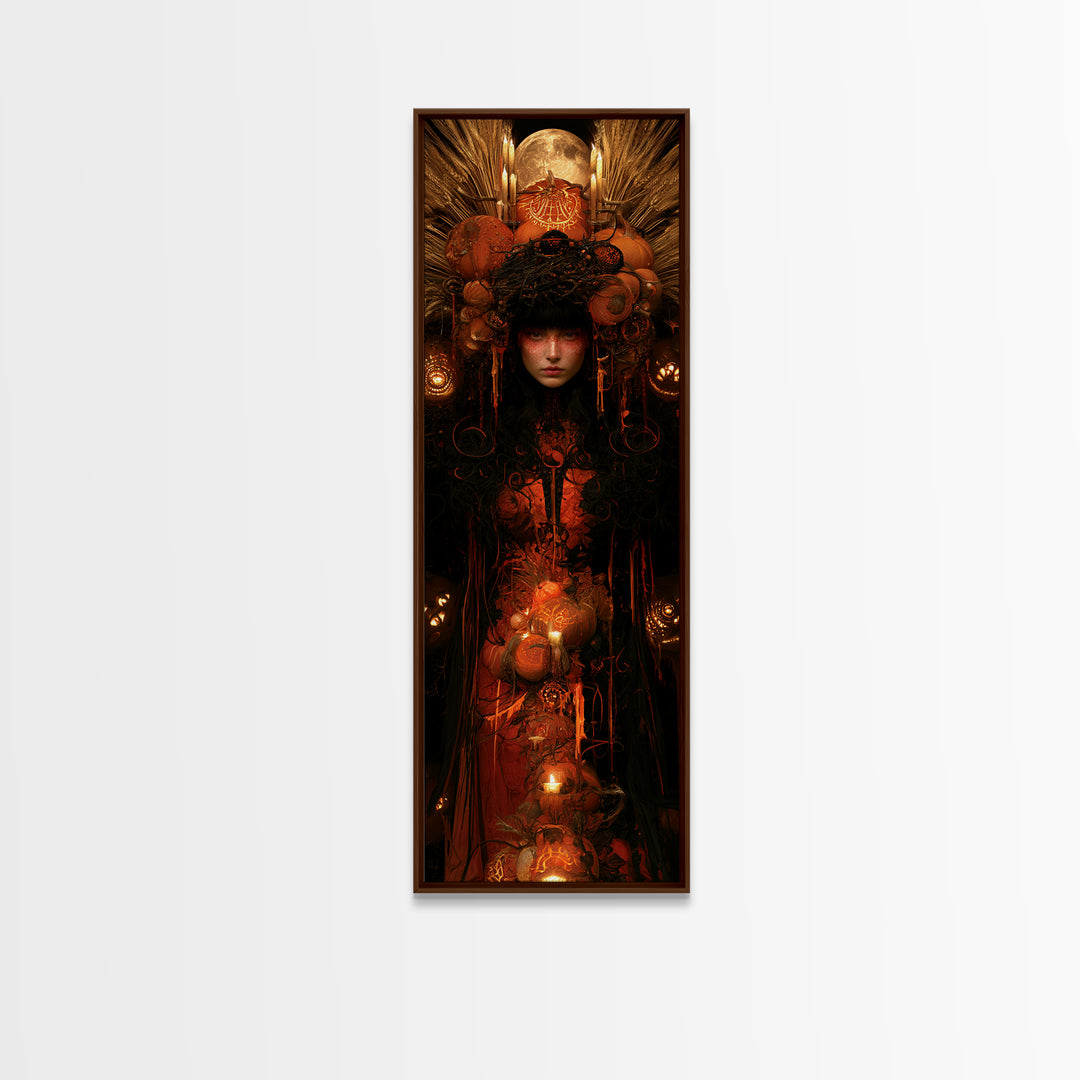 Occult Harvest Festival, Victorian Horror Portrait, Tall Narrow Wall Art, Canvas Print, Gothic Wall Decor, Halloween Portrait Art