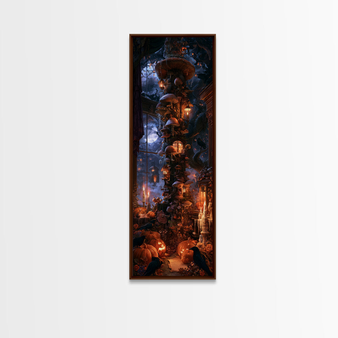 Enchanted Woodland Halloween, Victorian Gothic Art, Tall Narrow Wall Art, Canvas Print, Gothic Wall Decor, Halloween Portrait Art