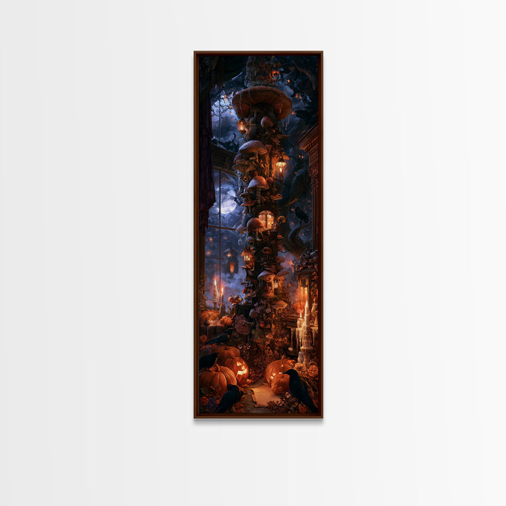 Enchanted Woodland Halloween, Victorian Gothic Art, Tall Narrow Wall Art, Canvas Print, Gothic Wall Decor, Halloween Portrait Art