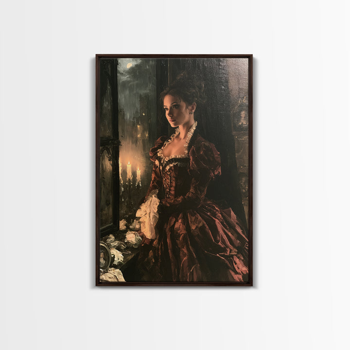 Gothic Romance, Victorian Horror Portrait, Vertical Wall Art, Canvas Print, Gothic Wall Decor, Halloween Portrait Art, Macabre Wall Art