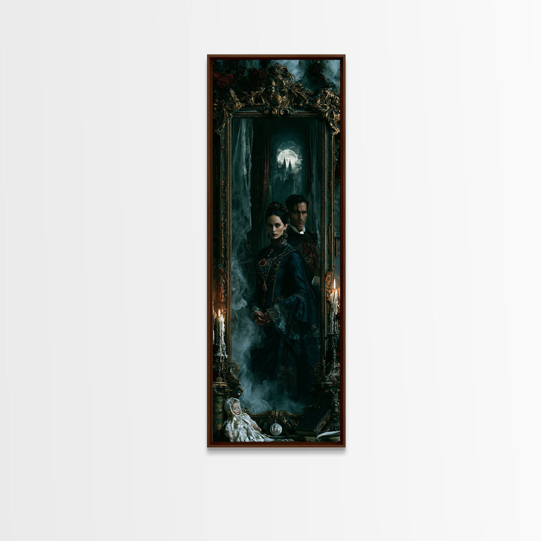Gothic Romance, Victorian Gothic Art, Tall Narrow Wall Art, Canvas Print, Gothic Wall Decor, Halloween Portrait Art, Gothic Home Decor