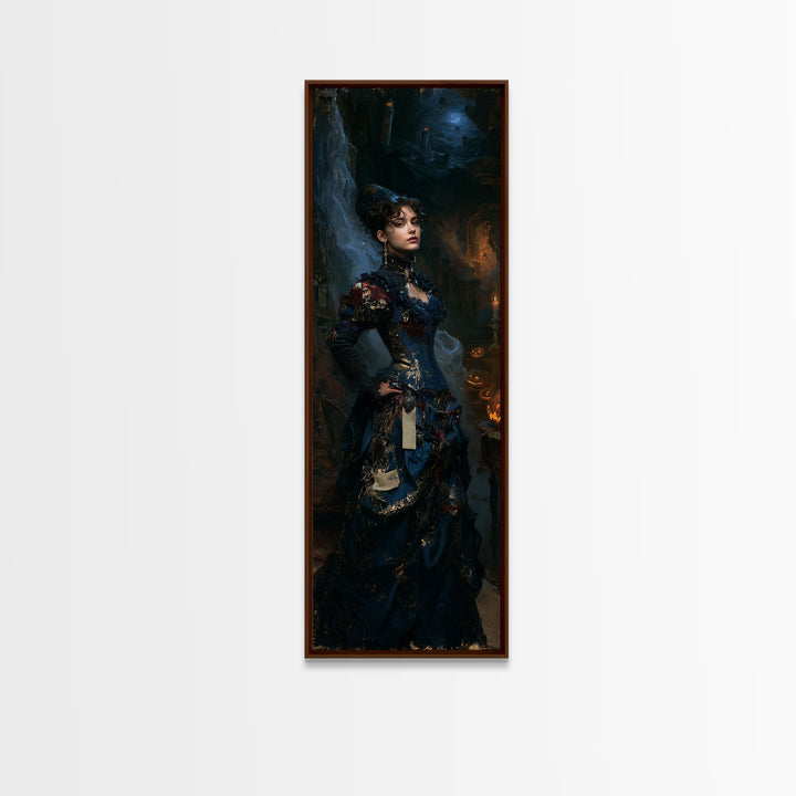 Haunted Seaside Halloween, Macabre Victorian Decor, Tall Narrow Wall Art, Framed Canvas Print, Gothic Wall Decor, Halloween Portrait Art