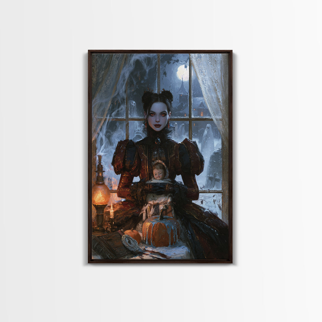 Frozen Halloween, Antique Gothic Portrait, Vertical Wall Art, Canvas Print, Gothic Wall Decor, Halloween Portrait Art, Dark Fantasy Art