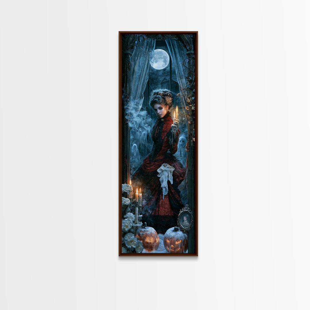 Frozen Halloween, Antique Gothic Portrait, Tall Narrow Wall Art, Canvas Print, Gothic Wall Decor, Halloween Portrait Art, Spooky Wall Decor