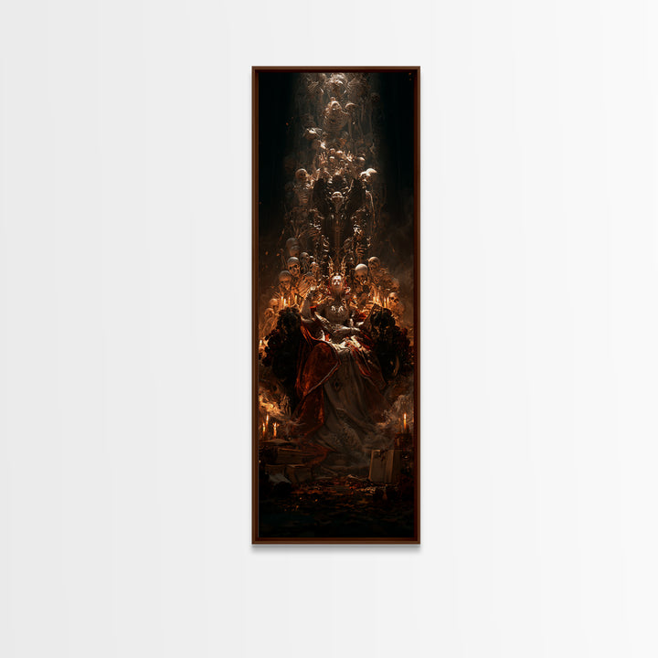 The Necromancer Queen, Macabre Victorian Decor, Tall Narrow Wall Art, Framed Canvas Print, Gothic Wall Decor, Halloween Portrait Art