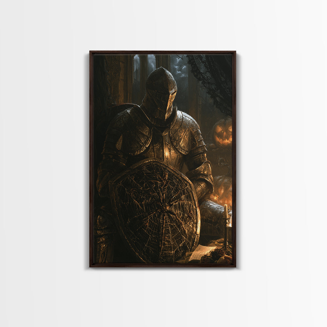 The Spider Knight, Victorian Gothic Art, Vertical Wall Art, Framed Canvas Print, Gothic Wall Decor, Halloween Portrait Art