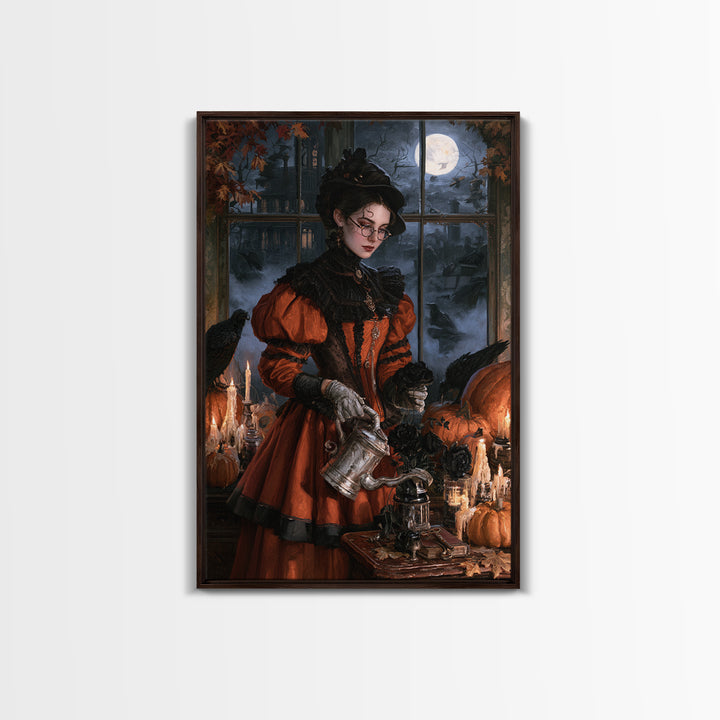 The Graveyard Gardener, Victorian Gothic Art, Vertical Wall Art, Framed Canvas Print, Gothic Wall Decor, Halloween Portrait Art