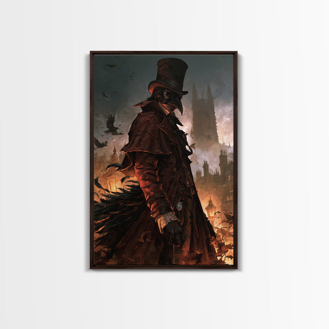 The Crow-Masked Assassin, Antique Gothic Portrait, Vertical Wall Art, Canvas Print, Gothic Wall Decor, Halloween Portrait Art