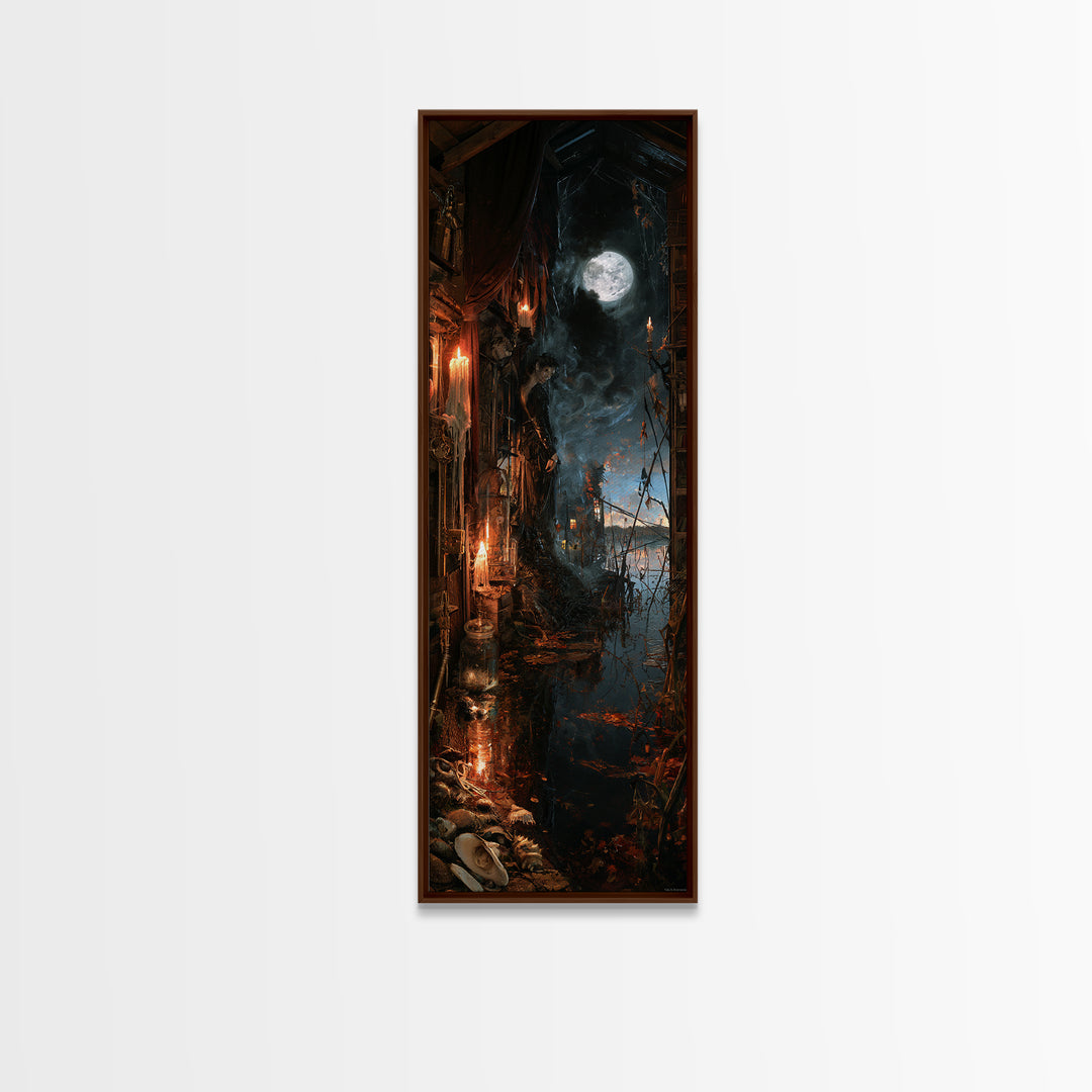 The Dream Eater, Dark Academia Wall Art, Tall Narrow Wall Art, Framed Canvas Print, Gothic Wall Decor, Halloween Portrait Art