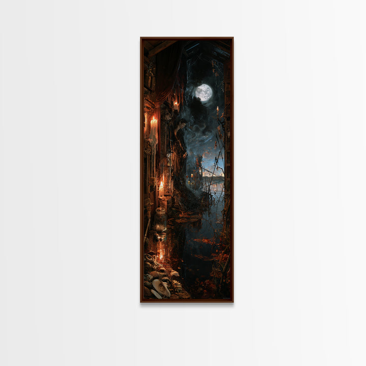 The Dream Eater, Dark Academia Wall Art, Tall Narrow Wall Art, Framed Canvas Print, Gothic Wall Decor, Halloween Portrait Art