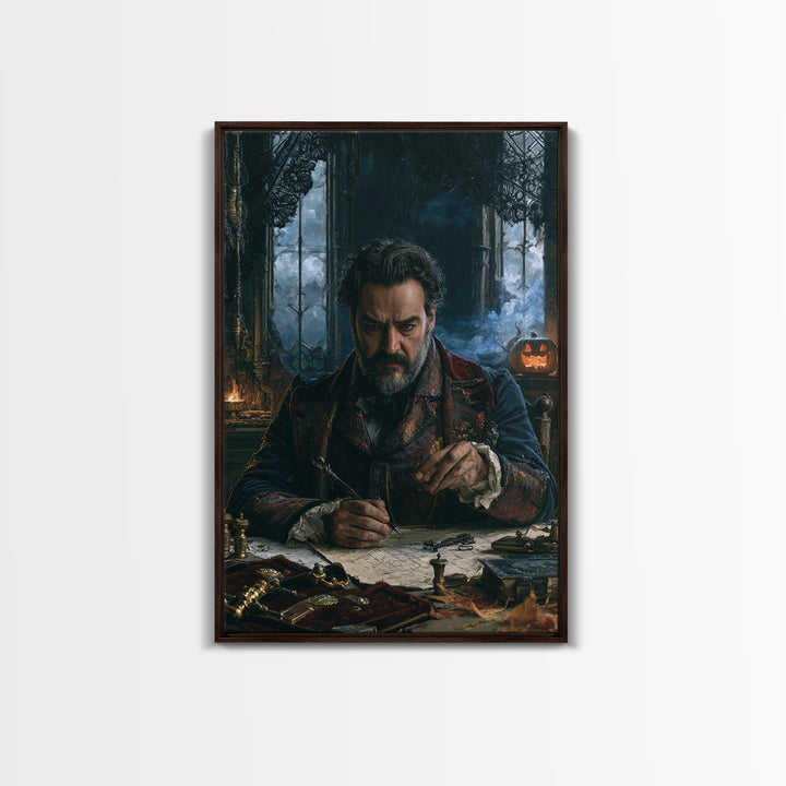 The Royal Coffin Maker, Victorian Horror Portrait, Vertical Wall Art, Framed Canvas Print, Gothic Wall Decor, Halloween Portrait Art