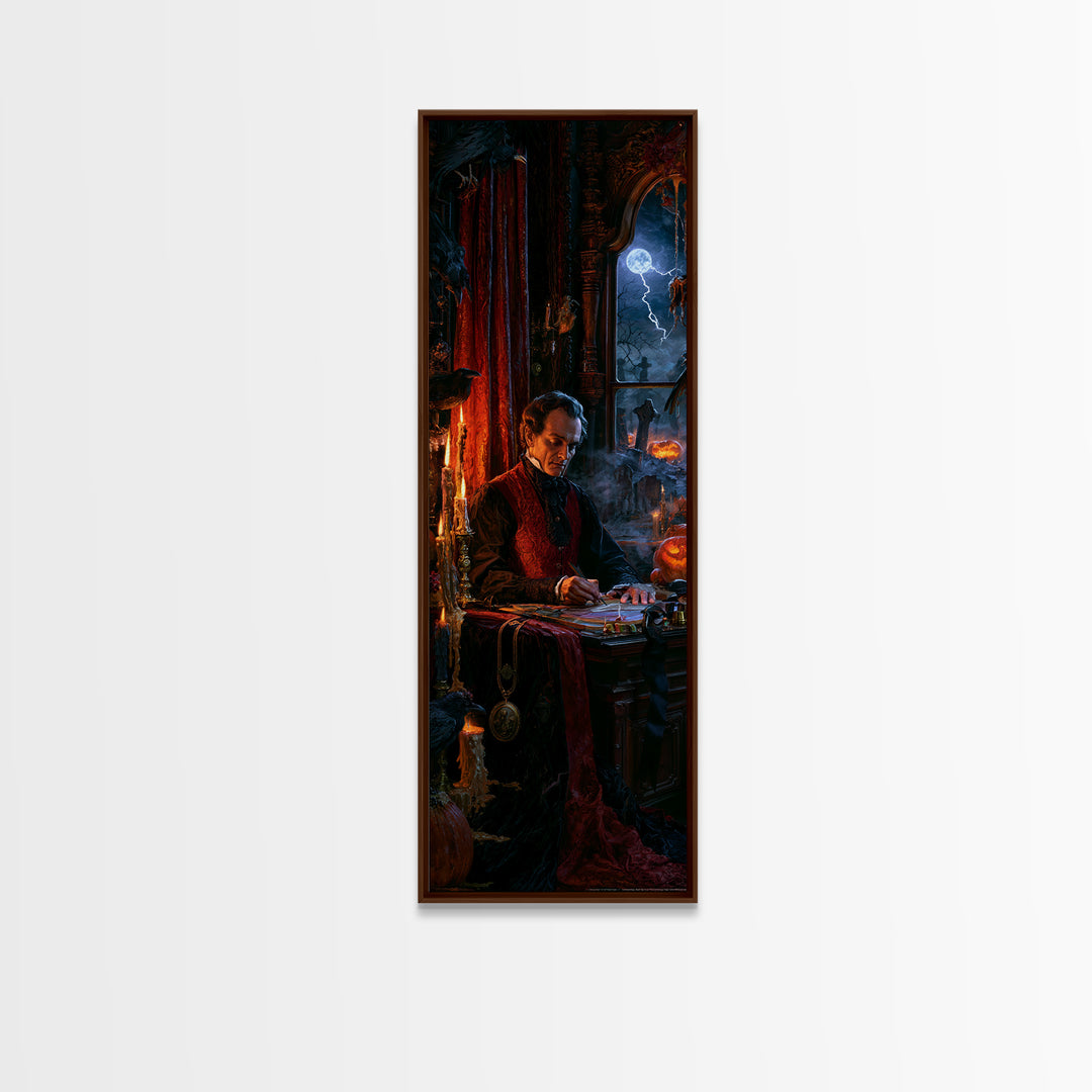 The Royal Coffin Maker, Macabre Victorian Decor, Tall Narrow Wall Art, Canvas Print, Gothic Wall Decor, Halloween Portrait Art
