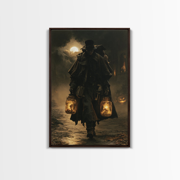 The Soul Collector, Dark Academia Wall Art, Vertical Wall Art, Canvas Print, Gothic Wall Decor, Halloween Portrait Art, Macabre Wall Art