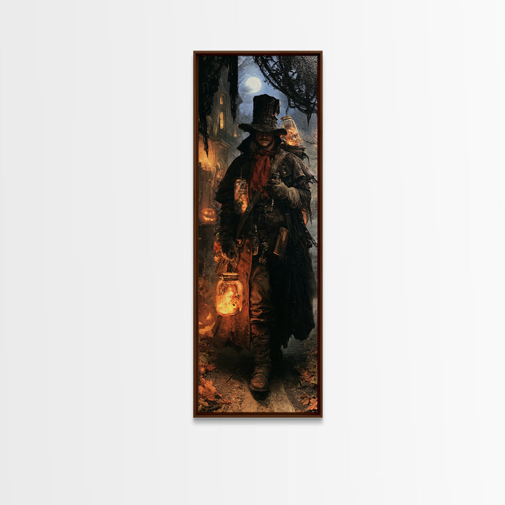 The Soul Collector, Victorian Gothic Art, Tall Narrow Wall Art, Framed Canvas Print, Gothic Wall Decor, Halloween Portrait Art