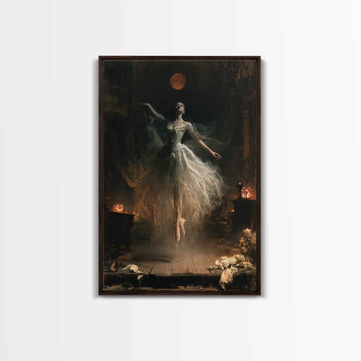 The Phantom Ballerina, Victorian Gothic Art, Vertical Wall Art, Canvas Print, Gothic Wall Decor, Halloween Portrait Art