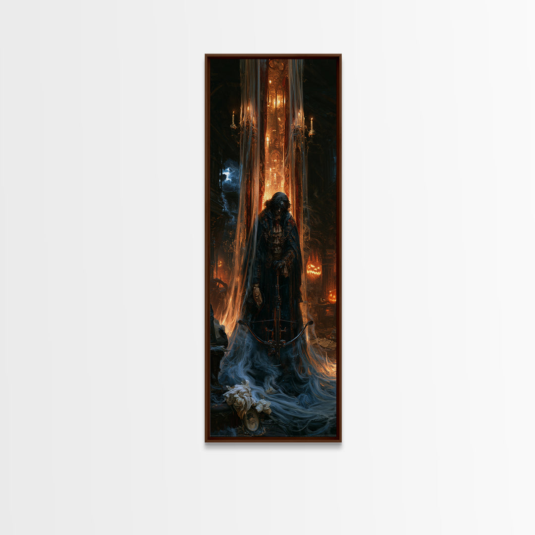 The Ghost Of The Witch Hunter, Victorian Horror Portrait, Tall Narrow Wall Art, Canvas Print, Gothic Wall Decor, Halloween Portrait Art