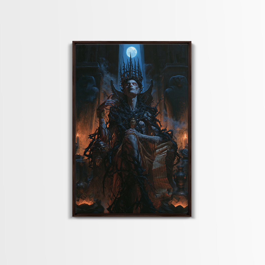 The Thorn-Crowned King, Macabre Victorian Decor, Vertical Wall Art, Framed Canvas Print, Gothic Wall Decor, Halloween Portrait Art